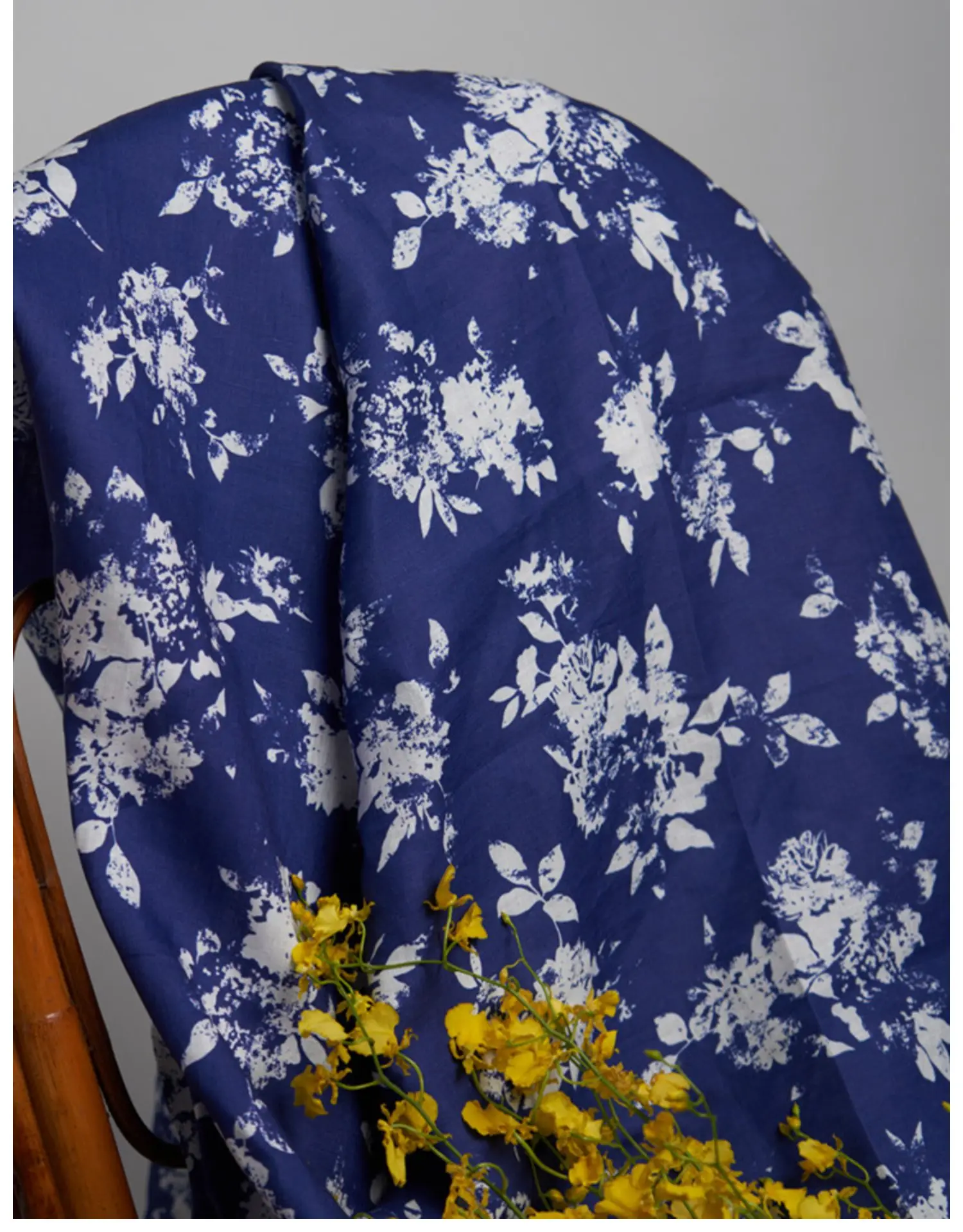 areia lavado puro linho costura planta flor impressao tecido camisa vestido pastoral 06
