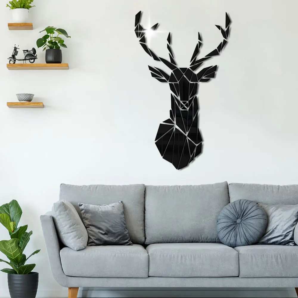 Геометрическая голова оленя акрил с зеркальным эффектом модный домашний декор