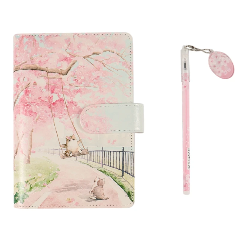 

Cherry Blossom Sakura 80 Sheet A6 Loose-Leaf Notebook Journal Agenda Planner Set Stationery,Hand Account Book