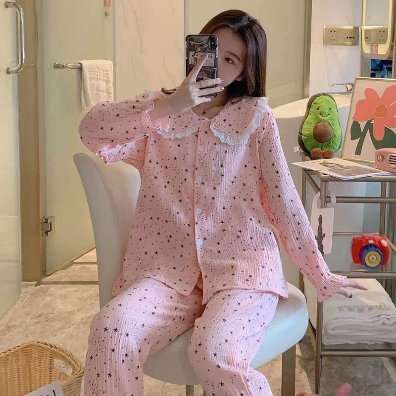 Пижамный комплект для беременных хлопковый кардиган послеродовой матери + брюки