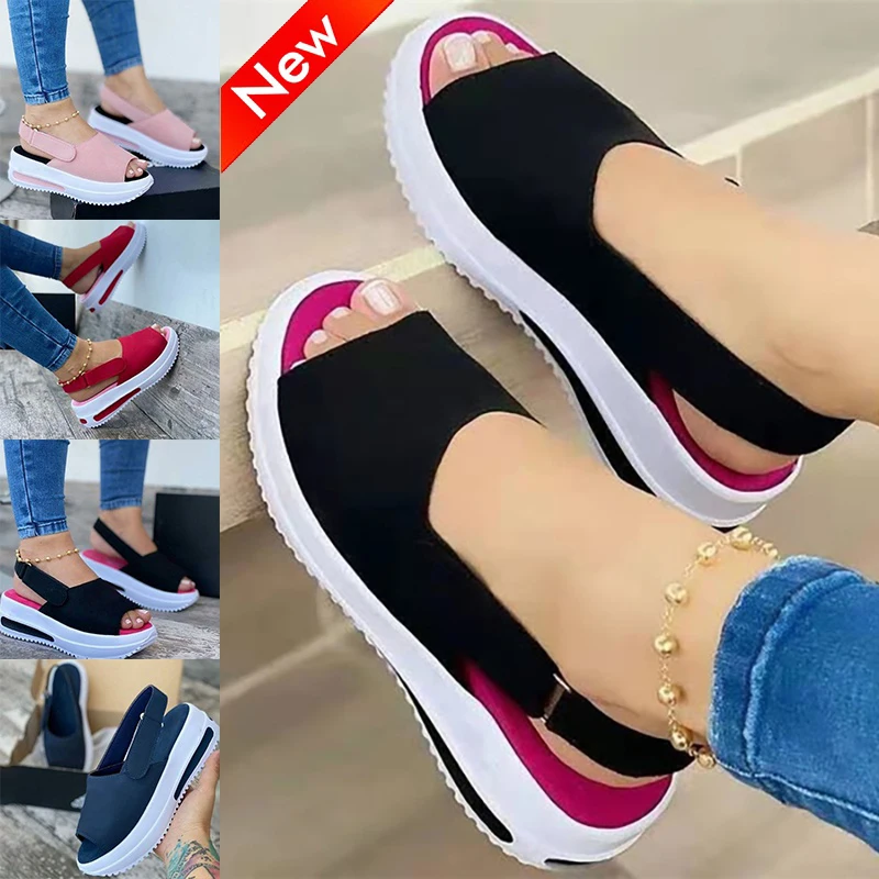

Summer Women's Sandals Casual Velcro Thick Soles Beach Ladies Shoes Open Toe Non Slip Soft Fashion Comfortable Female Sandals