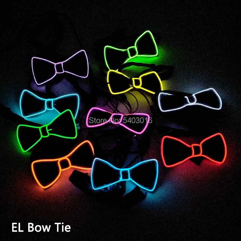 Горячая Мода Мужской светодиодный EL Wire светящийся галстук-бабочка светильник