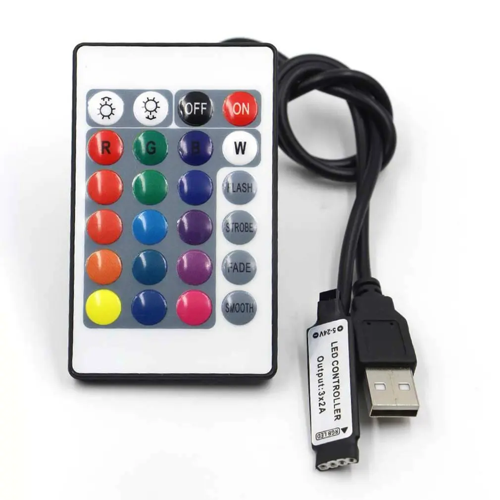 

Infrared 24-key Mini USB LED Strip Light Strip Simple 5-24V USB RGB Controller Light Control Convenient