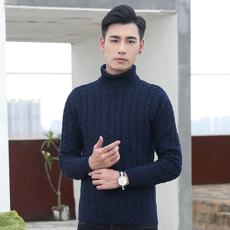 Мужской Однотонный свитер с воротником-хомутом длинным рукавом | Мужская одежда