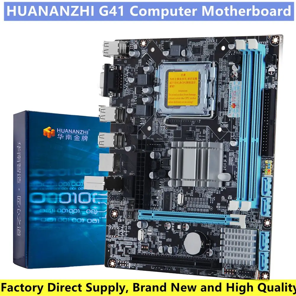 HUANANZHI G41 Computer Motherboard M-ATX Dual Channels DRR3 USB 2.0 SATA 2.0 Desktop Mainboard for 775/771-Pin Series Processors
