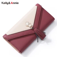 tassel panelled envelope designer womens wallet pu leather long wallets female card holder phone pocket ladies clutch purse
