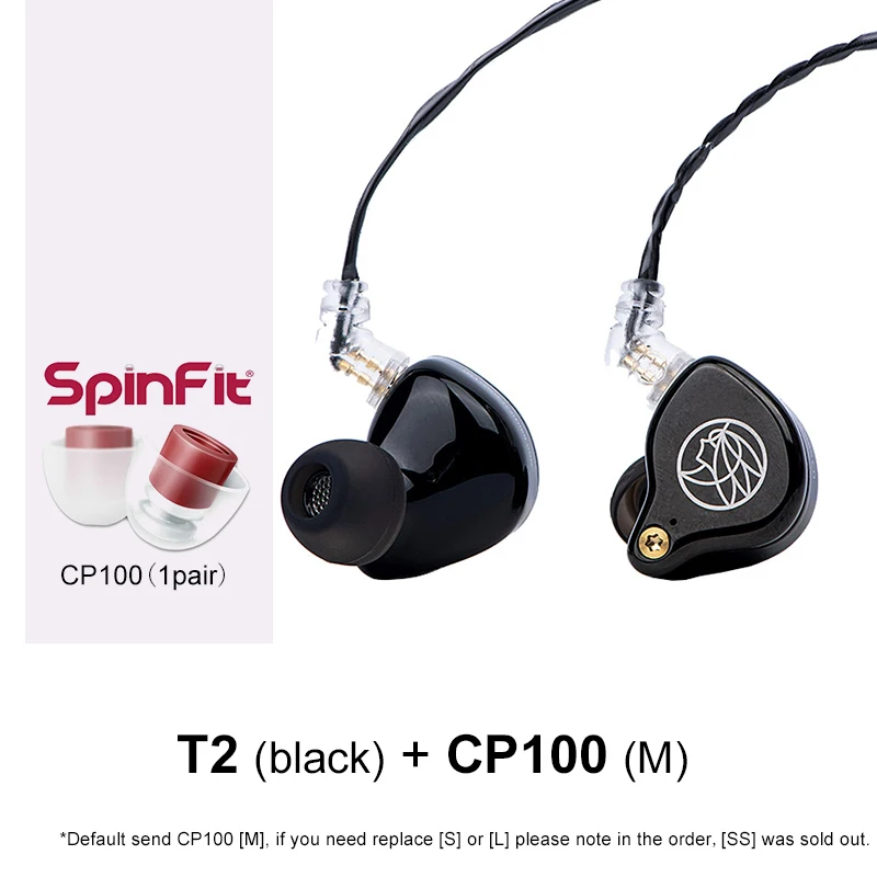 TFZ T2 Galaxy Graphene Динамический драйвер HiFi наушники-вкладыши с 2Pin/0,78 мм съемный кабель 16 Ом 110 дБ 1,2 м IEM - Цвет: 004Black with CP100