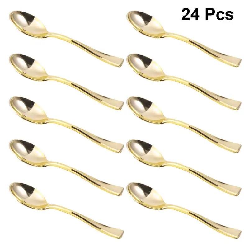 

24pcs Mini Spoons Plastic Cake Spoons Disposable Dessert Spoons Ice-cream Spoons for Home Shop Party kawaii kitchen