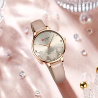 curren luxury brand women watch with flower dial quartz leather strap charm wristwatch for ladies elegant christmas holiday gift