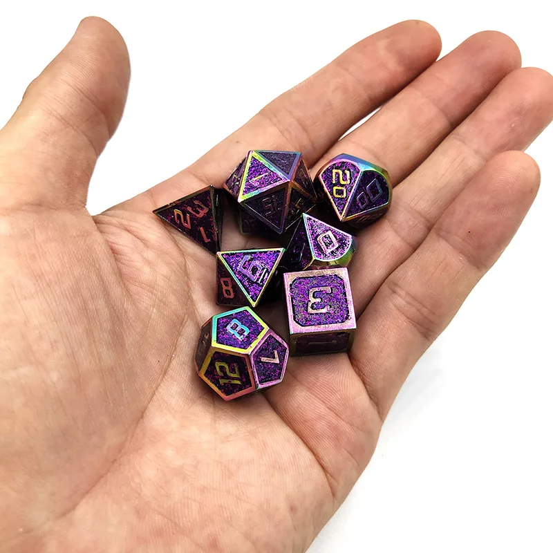 7 шт./лот многогранные металлические кубики Набор кубиков D &amp многослойные кости