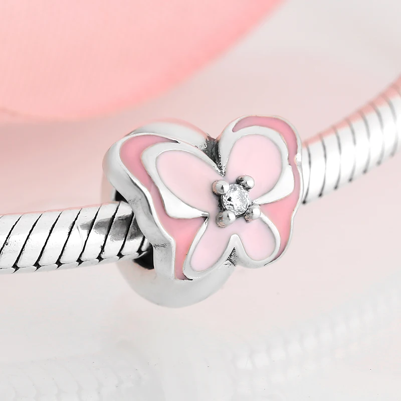 Реальные 925 пробы серебро ювелирных украшений розовый Стрекоза diy фиксаторы уход