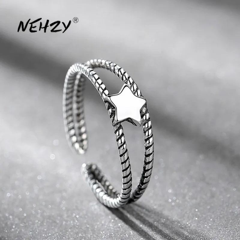 

NEHZY S925 кольцо для штампов высокого качества полые пятиконечные звезды женские модные ювелирные изделия открытые регулируемые звёзды