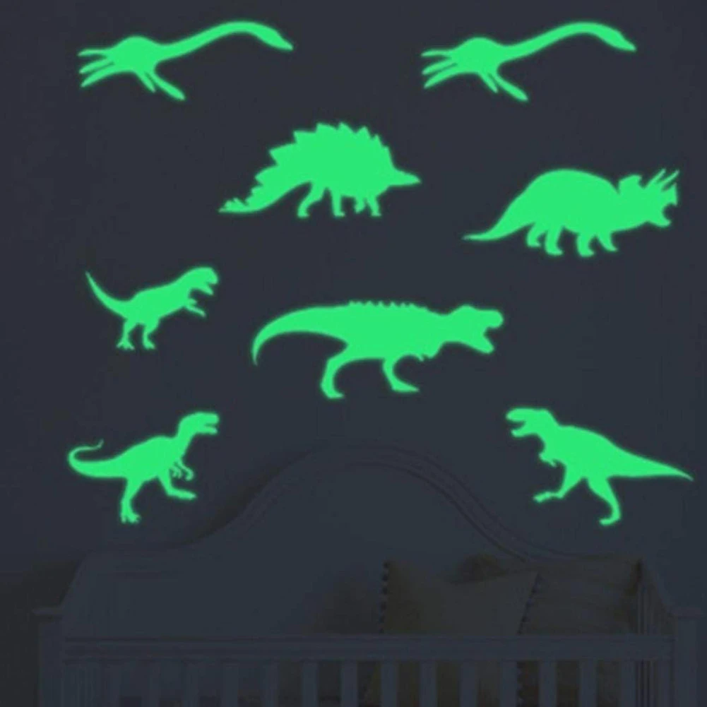 9 шт. Креативные 3D светящиеся наклейки на стену с динозавром спальня детская