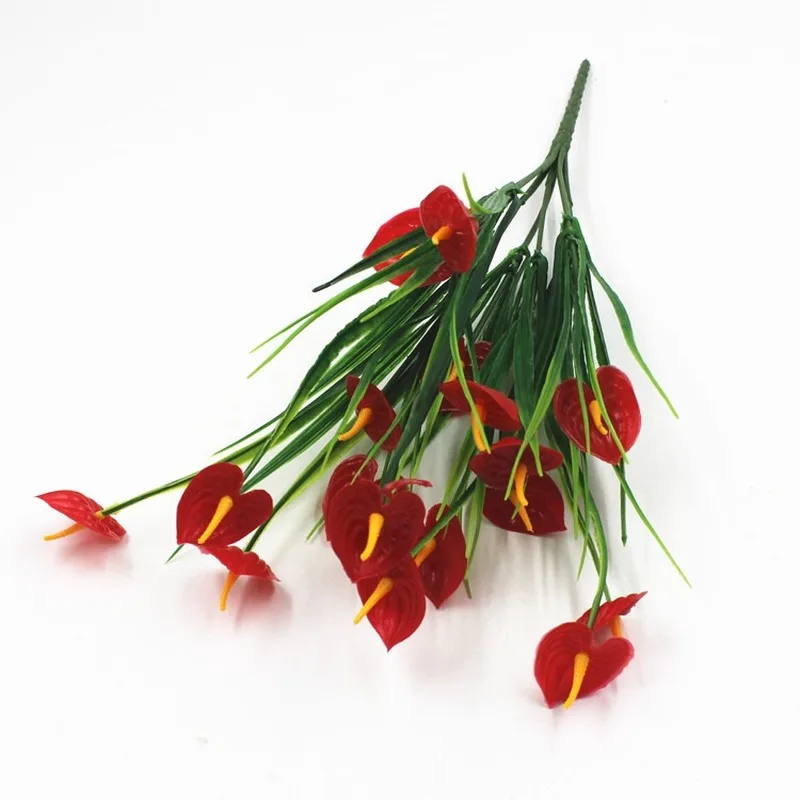 7 вилок искусственный антуриум зеленое растение горшок для оформления дома сад