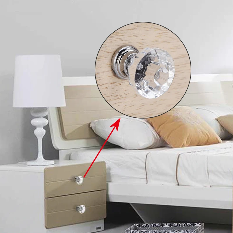 

Crystal Glass Drawer Knobs Cupboard Drawer Pull Diamond Shape Kitchen Cabinet Door Wardrobe Handles Hardware Pulls Bar Handle