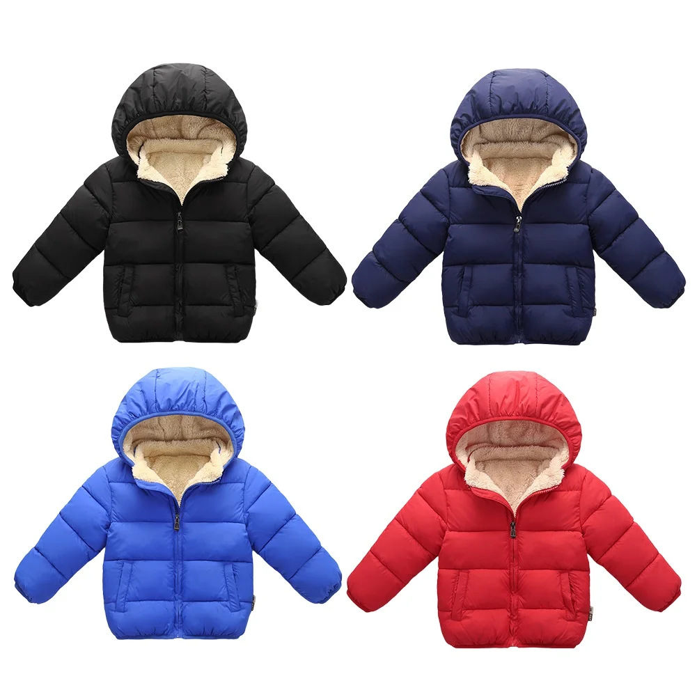 

Children Warm Coat Winter Baby Girls Boy Plus velvet thickening Hooded Jacket Cotton-padded Coat 2-8Y Toddler Kids Clothing