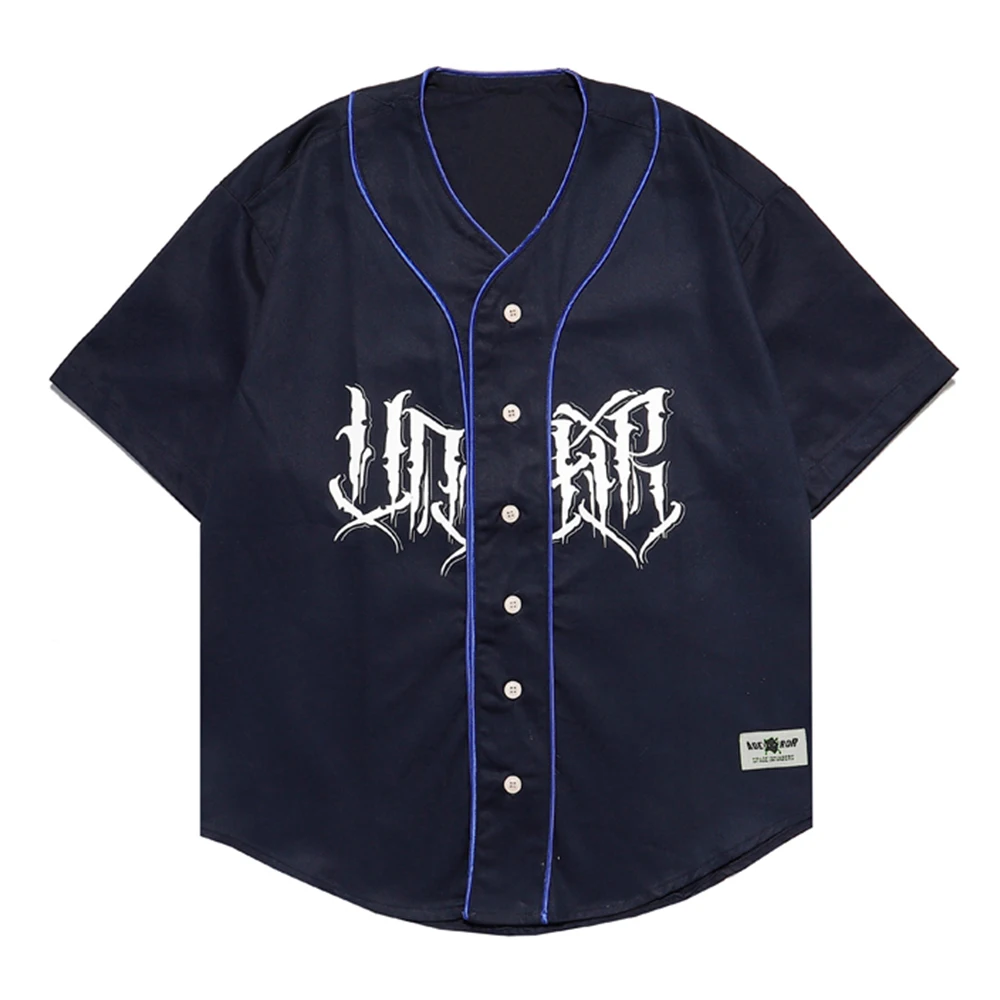 Бейсбольная рубашка с надписью Dark Icon уличная одежда рубашки в стиле хип хоп
