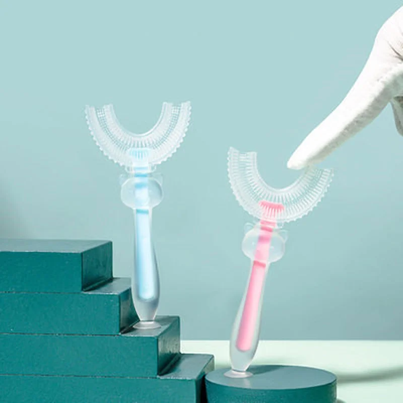 

1PC Kids Toothbrush U-Shape Infant Toothbrush with Handle Silicone Oral Care Cleaning Brush for Toddlers Ages 2-12 Hot Sale