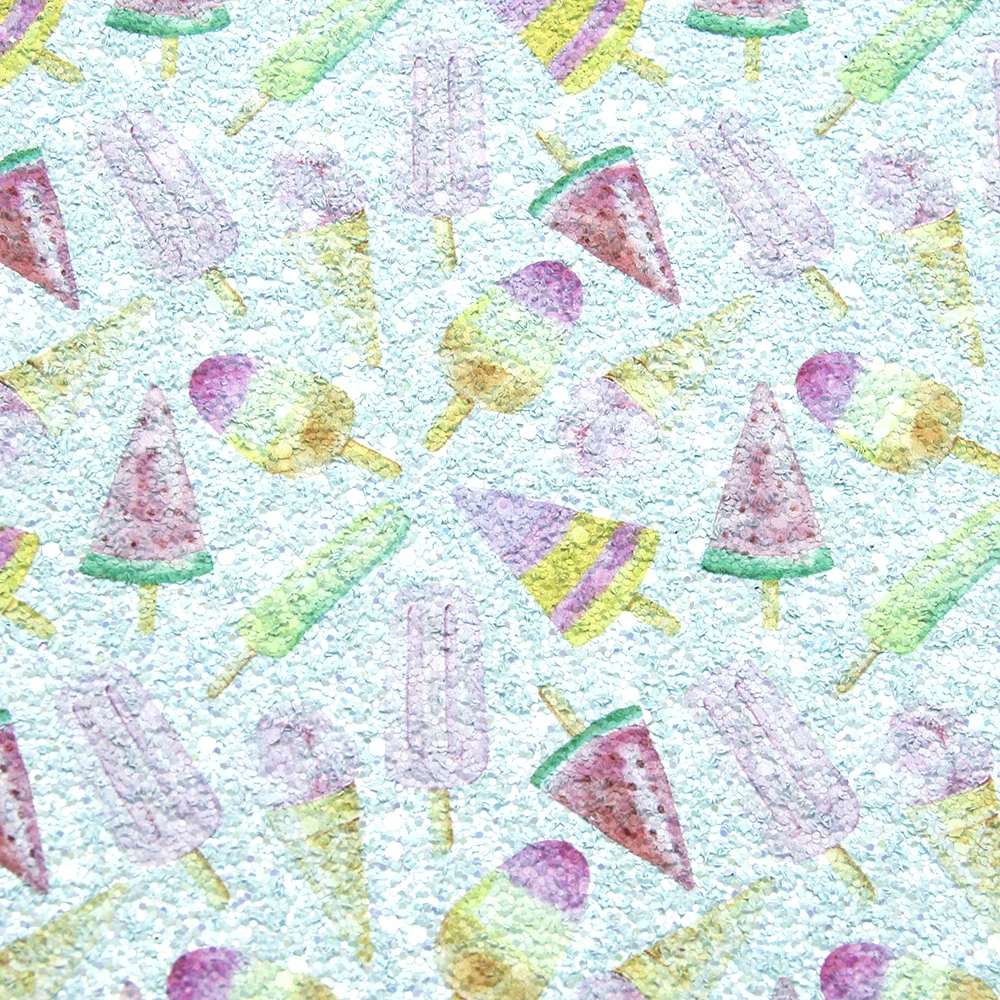 

New 20*33cm Chunky Glitter UV Clear Print Synthetic Leather Watermelon Flower Patchwork For Hair Bow Handbag Earring DIY,1Yc8001