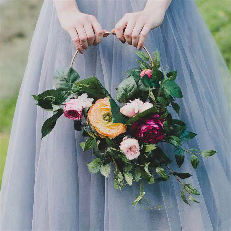 More Size 8-30cm Gold Iron Metal Wreath Ring DIY Catching Dream Hoop Hanging Decor Garland Wedding Decorations Wedding-S | Дом и сад