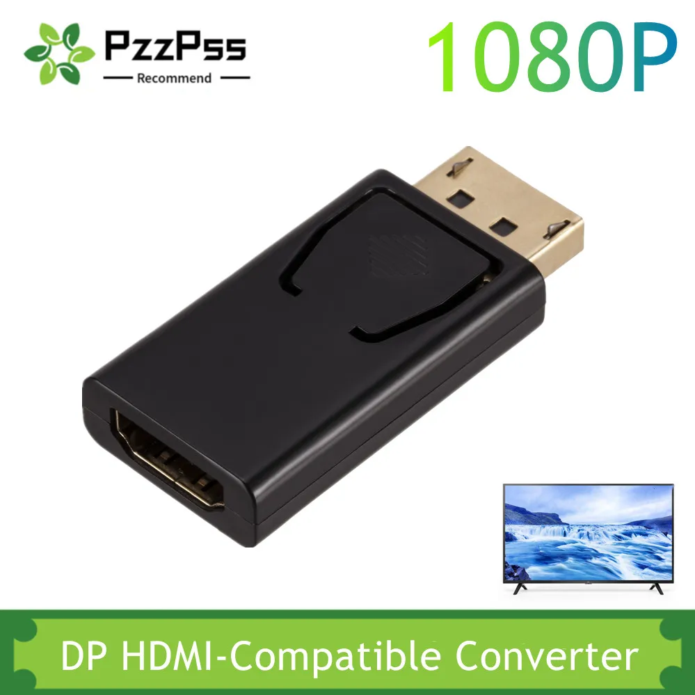 

PzzPss HD 1080P Display Port DP to HDMI-Compatble Video Converter Adapter Male DisplayPort to HD Female For Laptop HDTV Monitor