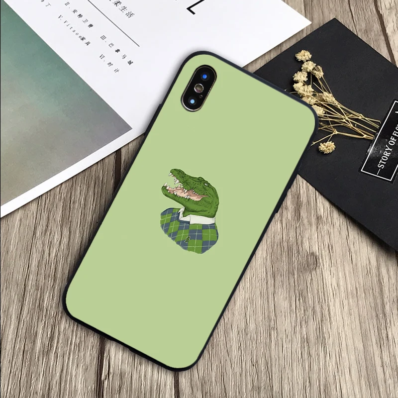 Чехол с зеленым минималистским рисунком мягкий силиконовый черный чехол для