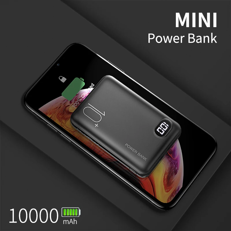RAXFLY mi ni power Bank 10000 мАч портативный светодиодный экран для iPhone Xiao с двумя usb-портами