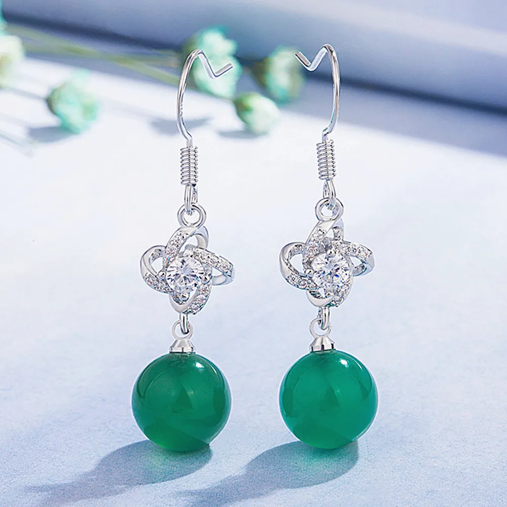 Зеленый нефритовый Изумрудный драгоценный камень циркон бриллиантами Висячие