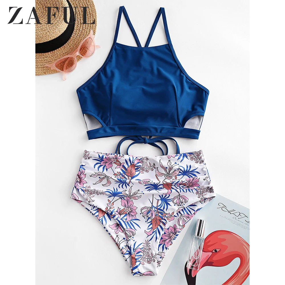 Женский купальник танкини ZAFUL с вырезами перекрещивающимися полосками на