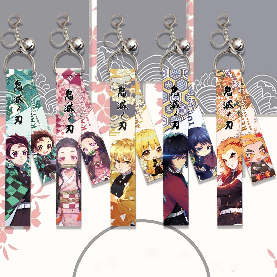 

Keychain Anime Peripheral Streamer Demon Slayer Blade Key Chain Tanjirou Nidou Backpack Charm Double-sided Streamer Keyring