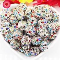 10pcs colorful crystal big hole murano charms diy spacer beads fit women wedding engagement bracelet diy necklace jewelry making