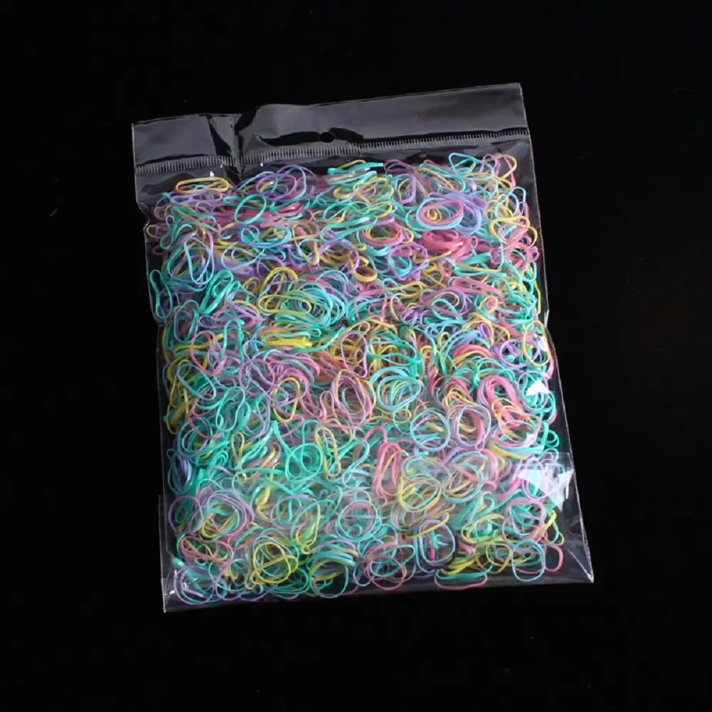 

New 2000Pcs/bag Hair Rubber Cord Rubber Band Transparent White 1mm Clear Ponytail Holder Elastic Rubber Hair Rope Braider Tools