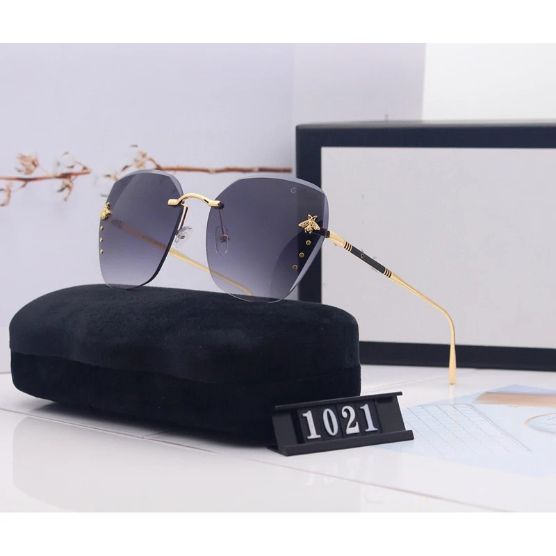 2020 luxury bee Fashion for women Sunglasses Men Square Frameless Brand Design Sun Glasses Gradient lenses Oculos Retro UV400 | Аксессуары