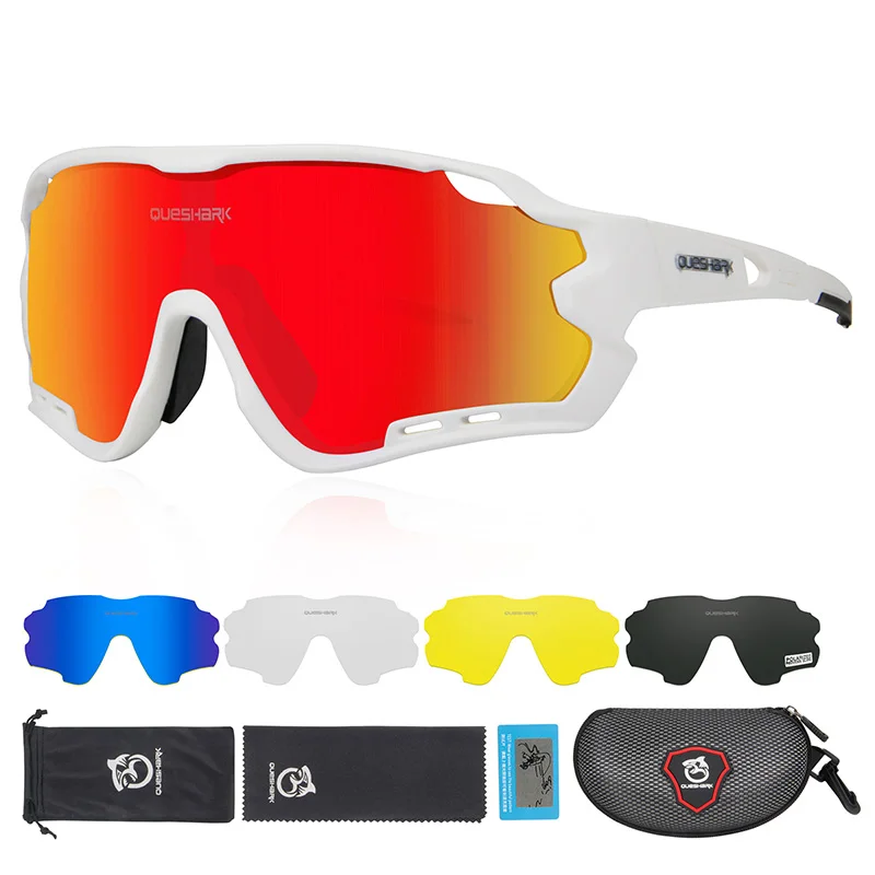 As Picture Showed Queshark HD поляризованные велосипедные очки для мужчин и женщин 5 линз MTB дорожный велосипед TR90 рама - Цвет: As Picture Showed