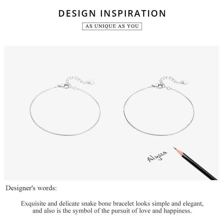 WOSTU Настоящее 925 пробы Серебряный Простой браслет Нежный Змеиный браслет для женщин Свадебная мода хорошее ювелирное изделие DXB153