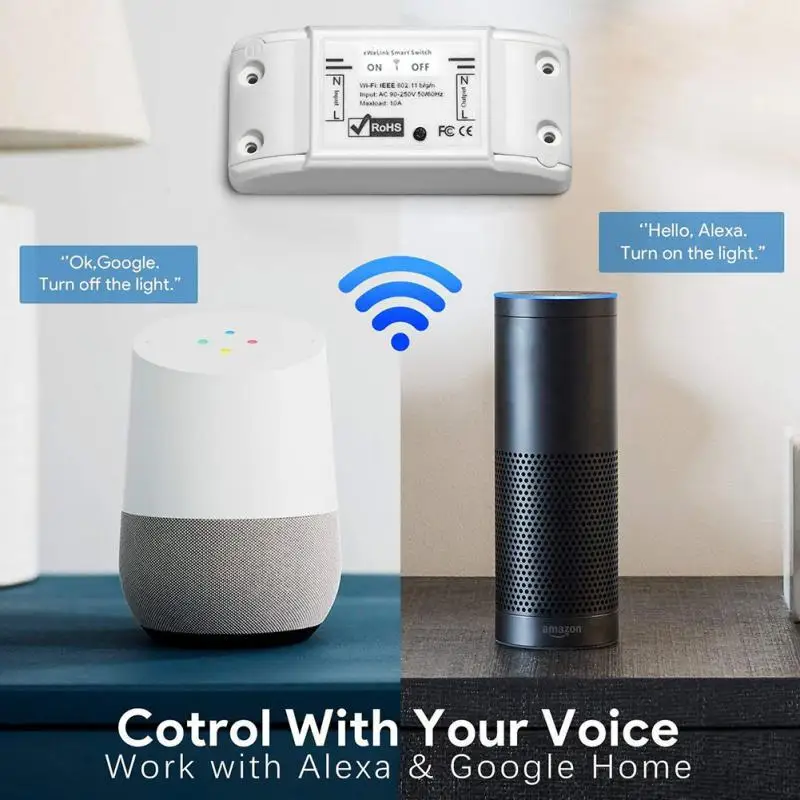 

Wifi Smart Light Switch Touch Wireless Remote Control Perfectly Work With Google Home/Alexa/IFTTT/Google Assistant/Amazon Echo