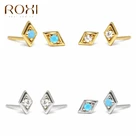 ROXI квадратный бирюза камень, серьги со шпилькой, для женщин, ювелирные кристаллы Серьги Пирсинг 925 стерлингового серебра висящие серьги