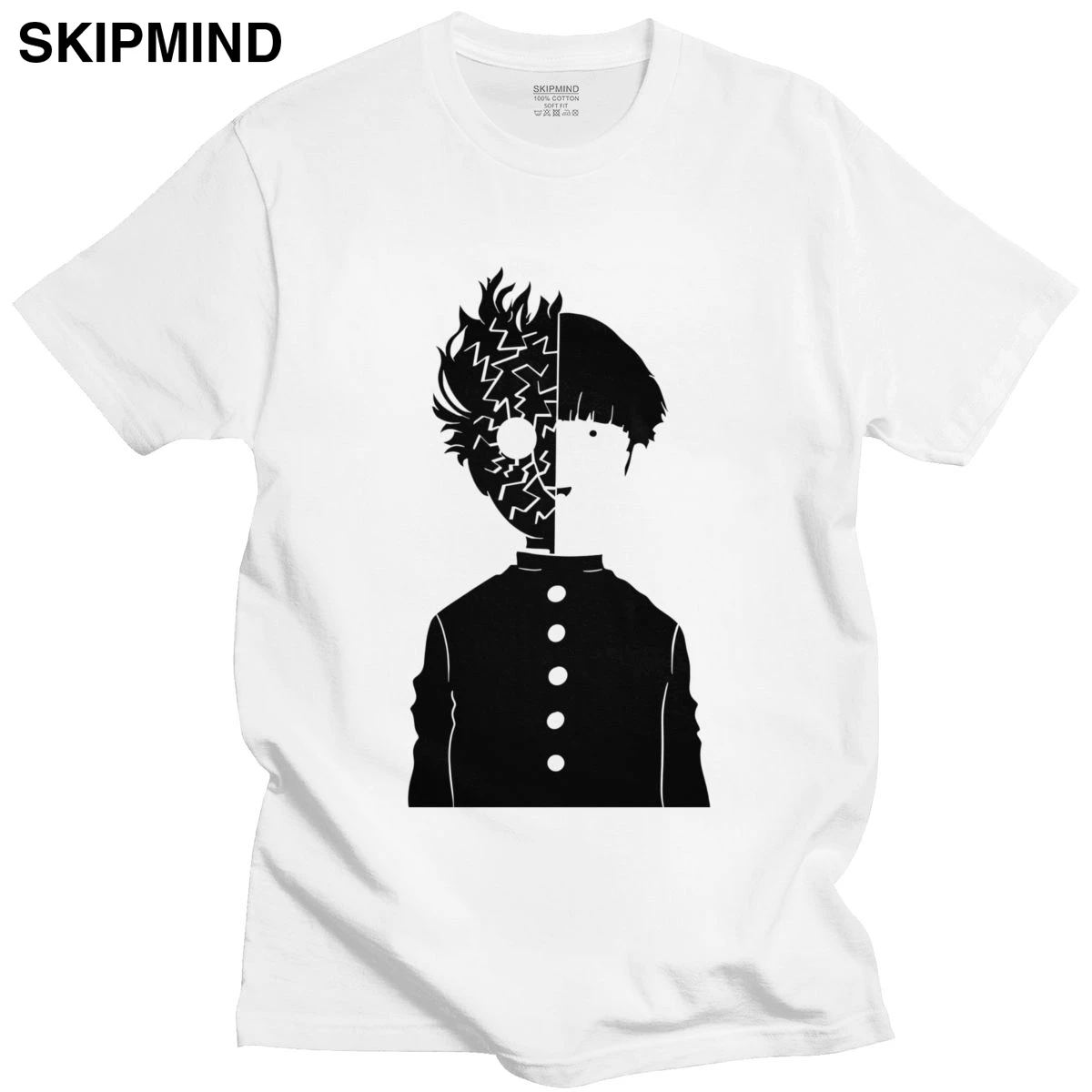 

Mob Psycho 100 T Shirt Men Pre-shrunk Cotton Casual T-shirt Short Sleeve Shigeo Kageyama Tee Tops Slim Fit Clothing Manga Merch