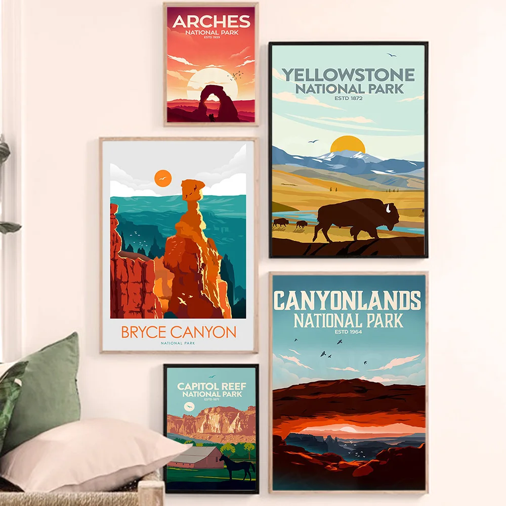 Плакат на холсте в стиле ландшафта "Брайс-Каньон Парк", изображающий знаменитые виды, для декорирования гостиной в доме - Картина на холсте.