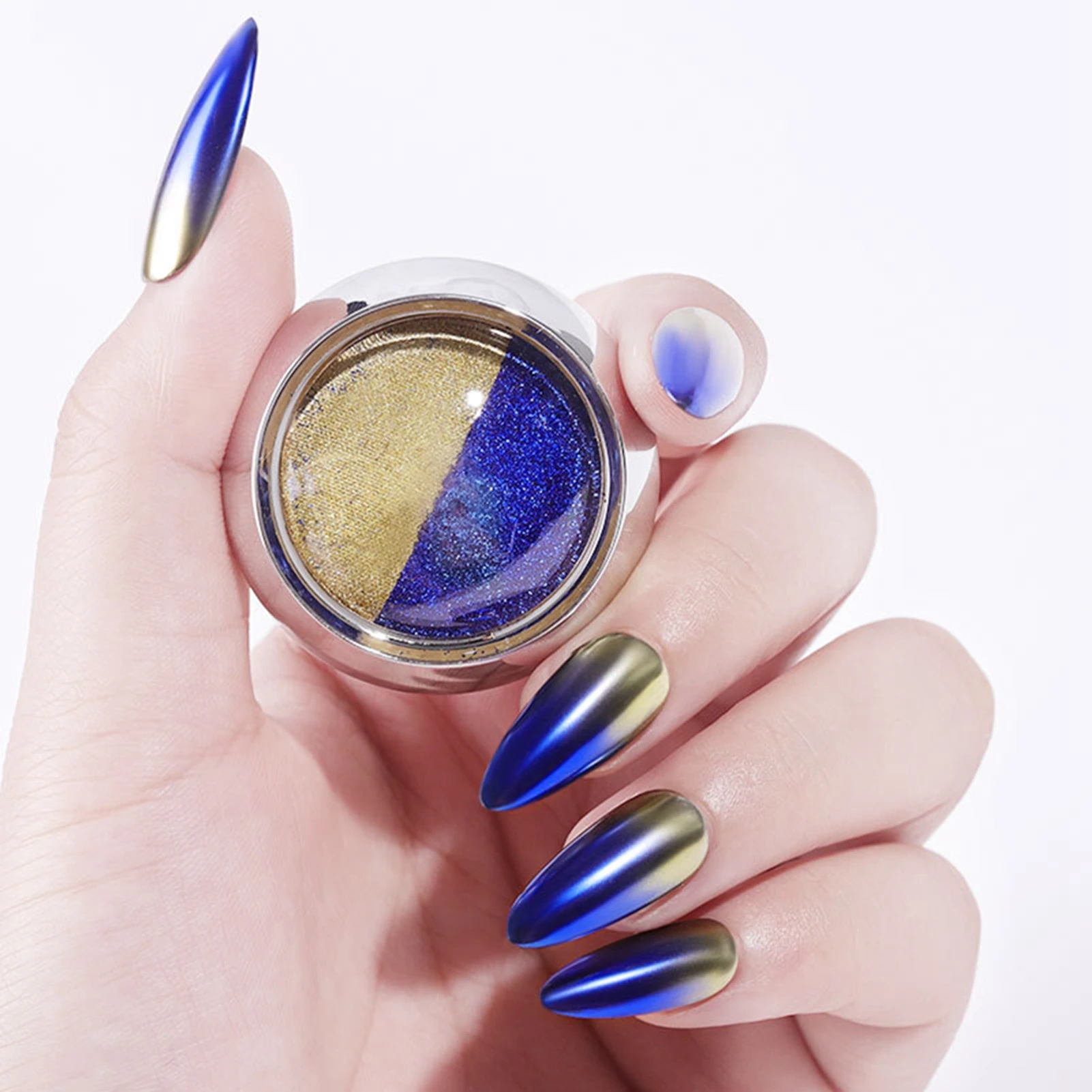 

Female Nail Art Two-tone Shinning Mirror Powder DIY Titanium Glitter Manicure