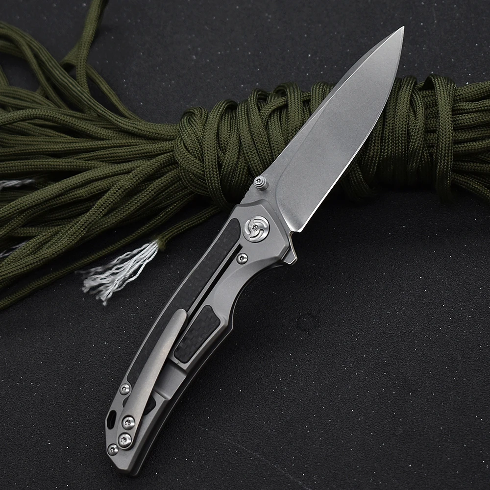 Титановая ручка из углеродного волокна M390 сталь TC4 с клипсой складной карманный