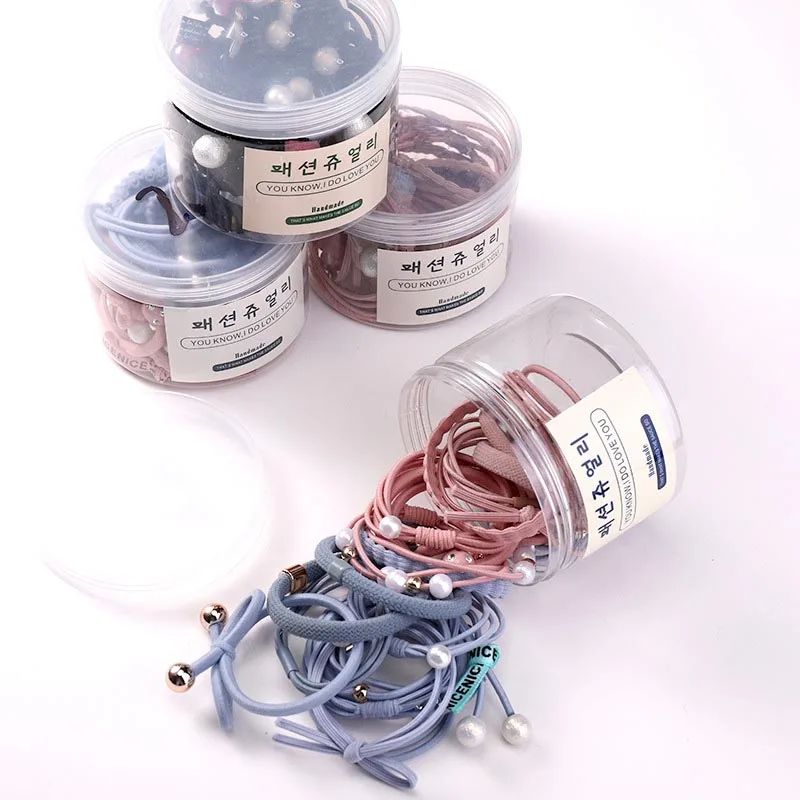 Набор резинок для волос с узлом и жемчужинами для девушек и женщин на эластичных резинках для хвоста.