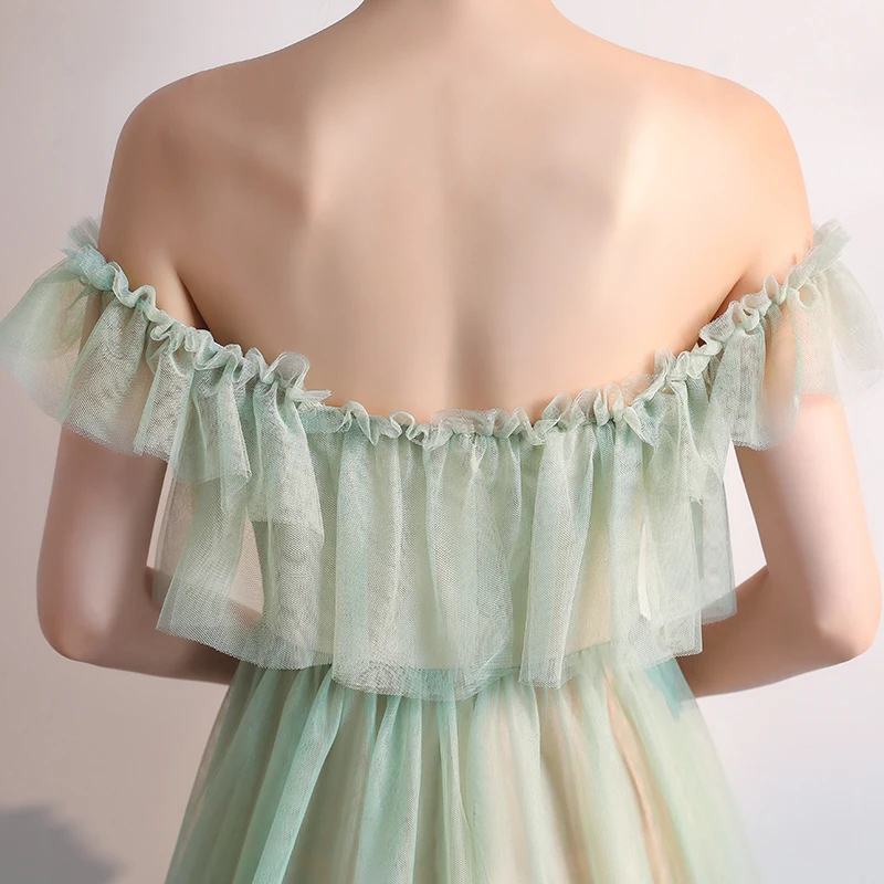 Зеленый чай длина платья подружек невесты Плюс Размер Тюль элегантное платье для