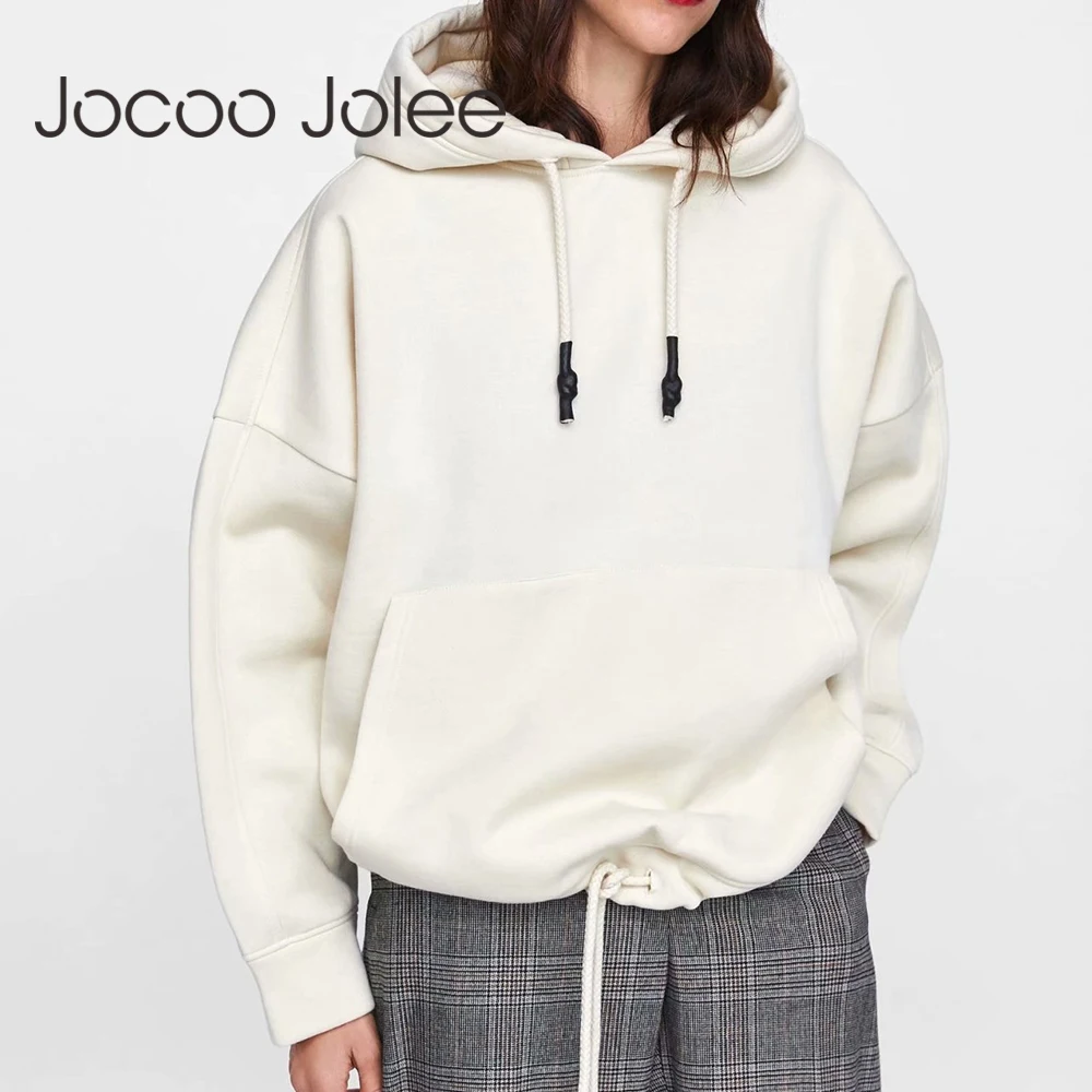 

Jocoo Jolee Women Harajuku Cotton Hoodies Solid Patchwork Pockets Casual Loose Hoodies Oversized Tops Streetwear New Fashion