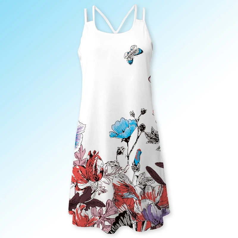 Женская блузка рубашка Длинная летняя пляжная печатная сексуальная без бретелек