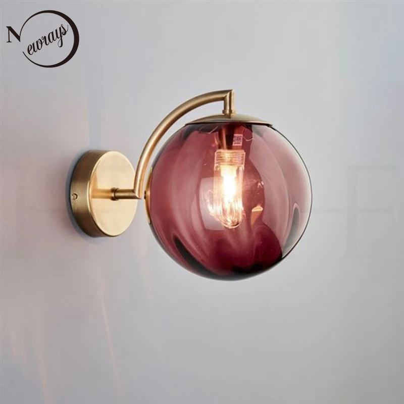 Современный простой цветной настенный светильник с стеклянными шариками G4