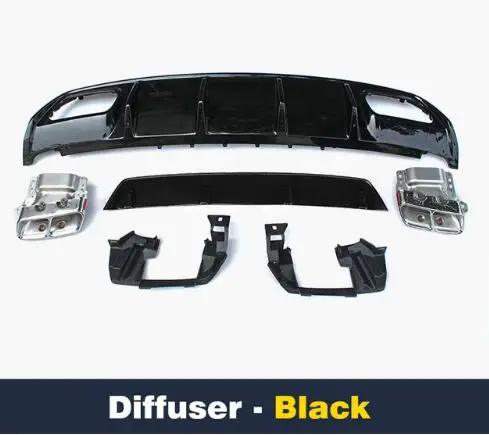 BLACK LIP ABS A45 диффузор+ 304 нержавеющая сталь 4 выхода выхлопной наконечник подходит для Mercedes W176 2013-IN Sport Edition A Class A180 A200 - Цвет: BLACK LIP