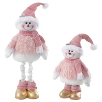 2022 pink christmas santa claus snowman stretchable plush doll christmas decoration holiday festival navidad new year kids gifts