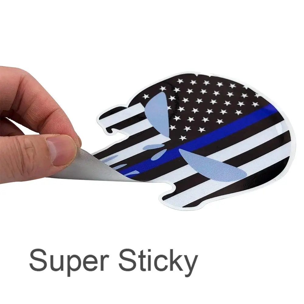 4*6 дюймов Автомобильный Стайлинг Каратель красная синяя линия Череп Наклейки под