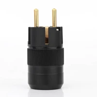 2 pieceshi end gold plated brass eu male plug hifi schuko power cable connectors